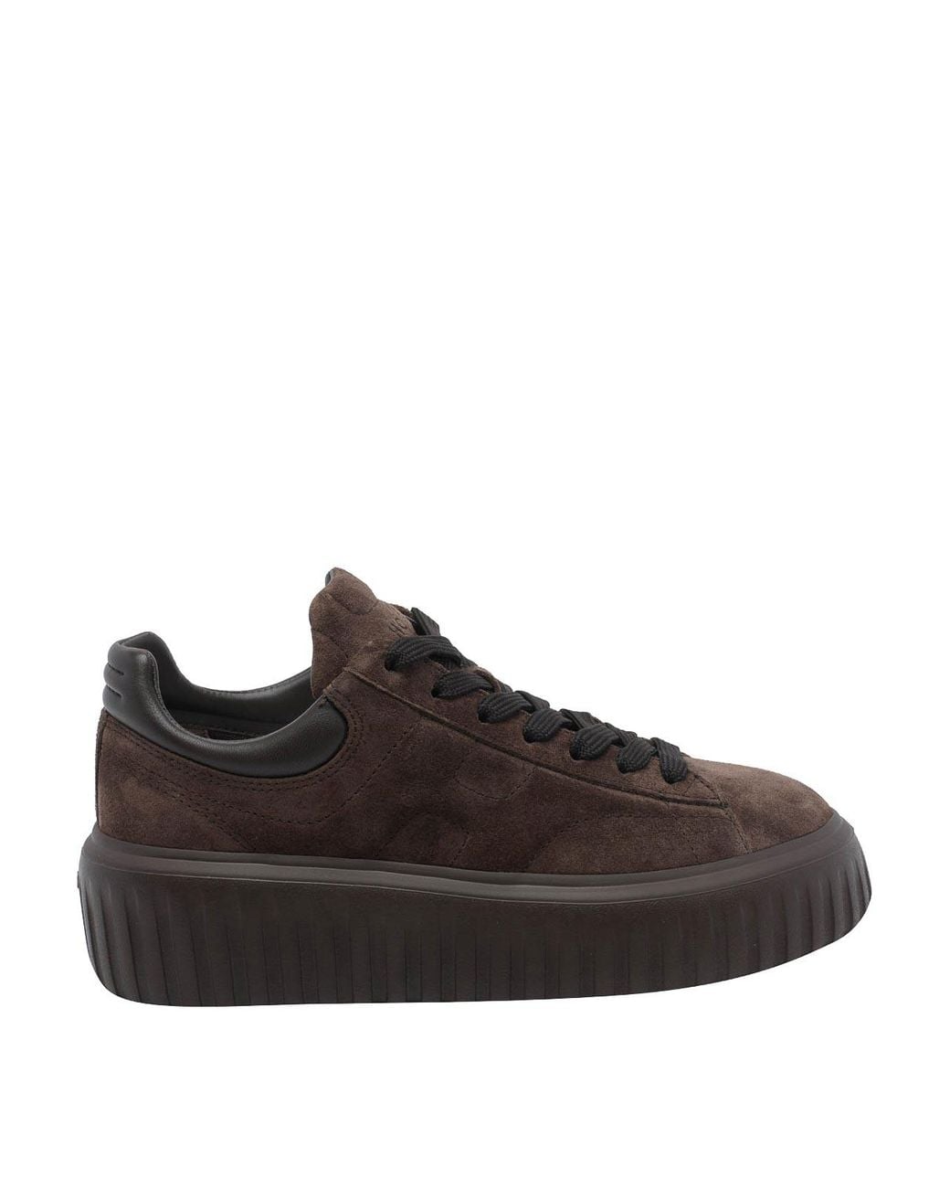 Hogan Brown H-Stripes Suede Platform Sneakers