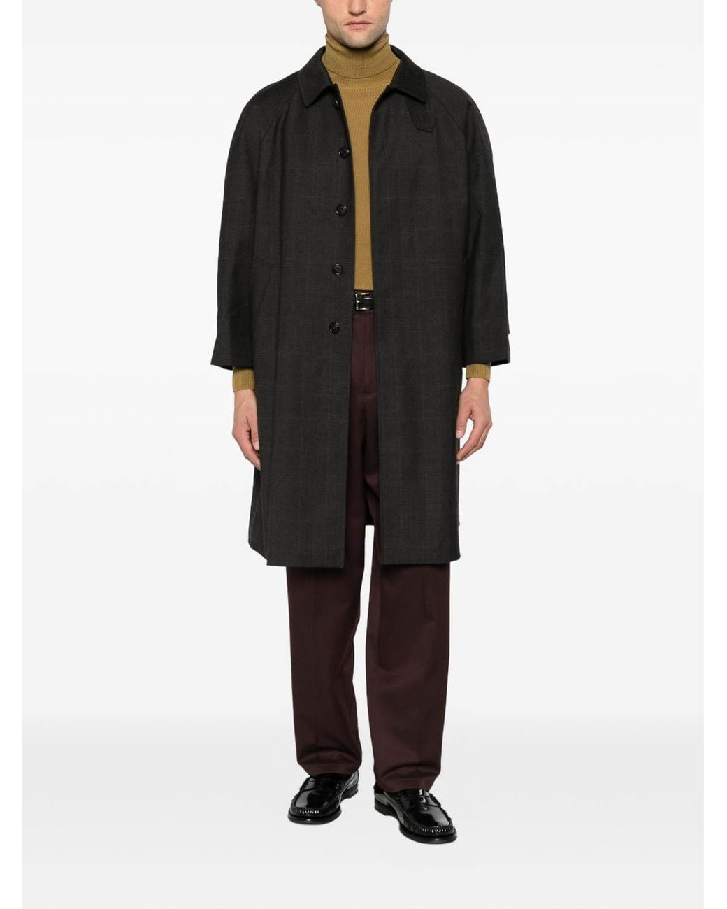 DUNST Black Checked Coat With Collar for men