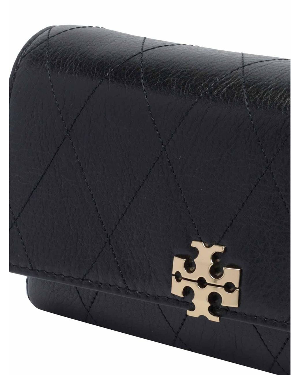 Tory Burch Black Charlie Quilted Chain Wallet