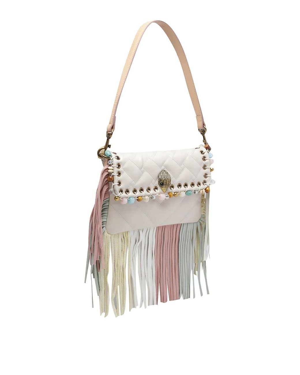 Kurt Geiger White Small Oxford Fringes Shoulder Bag