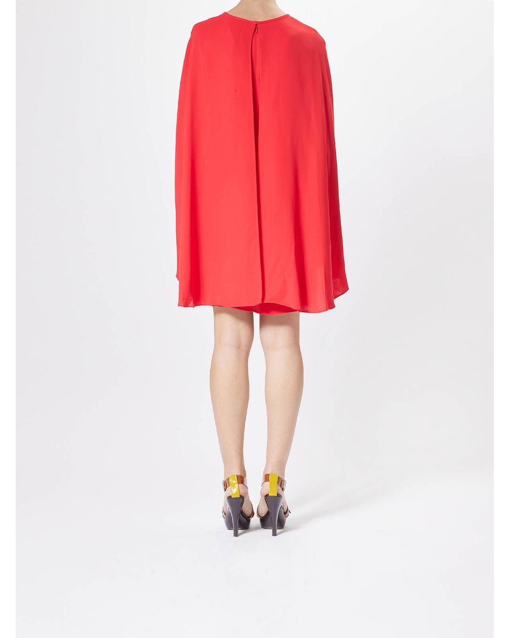 Karl Lagerfeld Red Short Party Cape Dress
