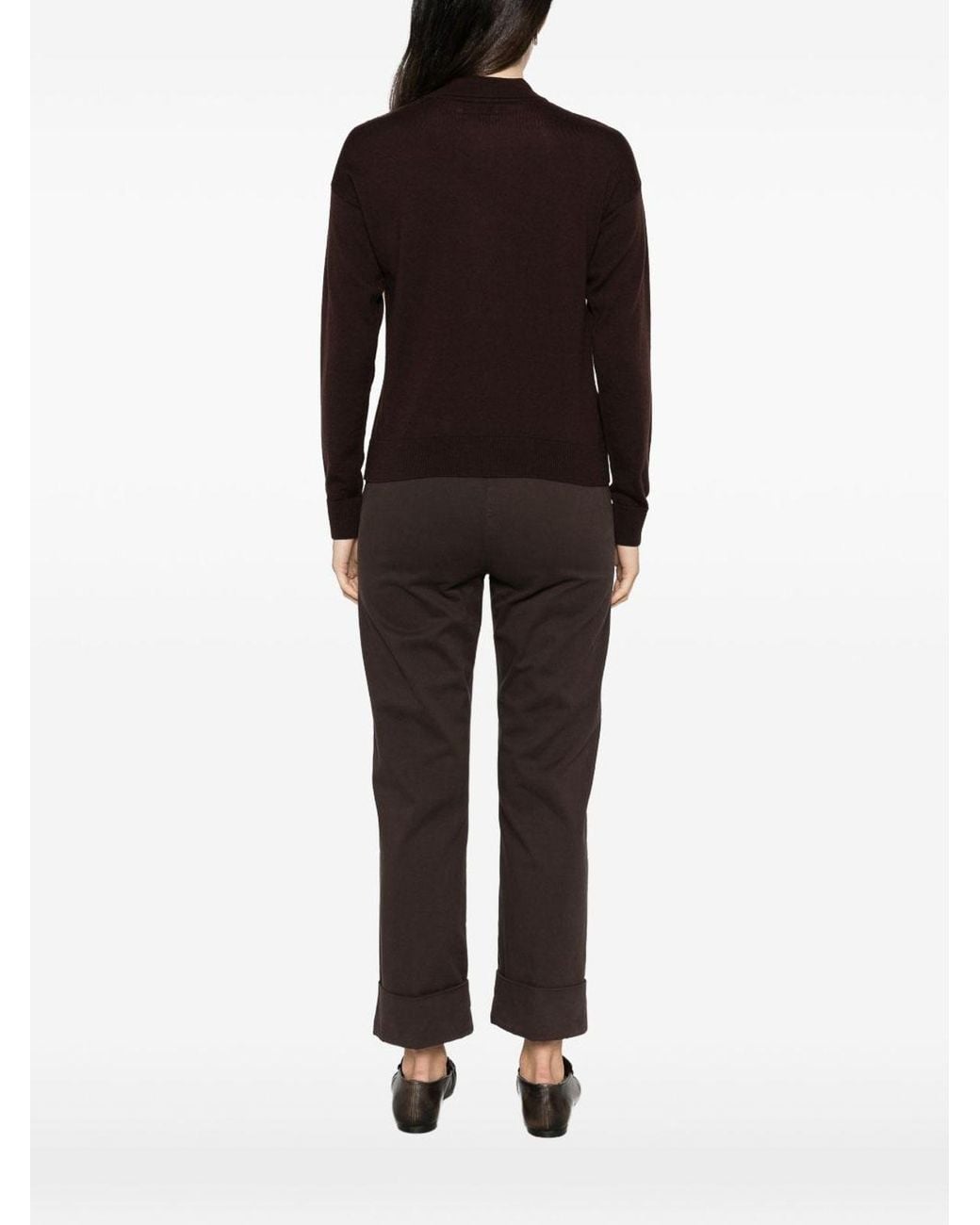 Alpha Studio Brown Wool Polo-Style Cadignan