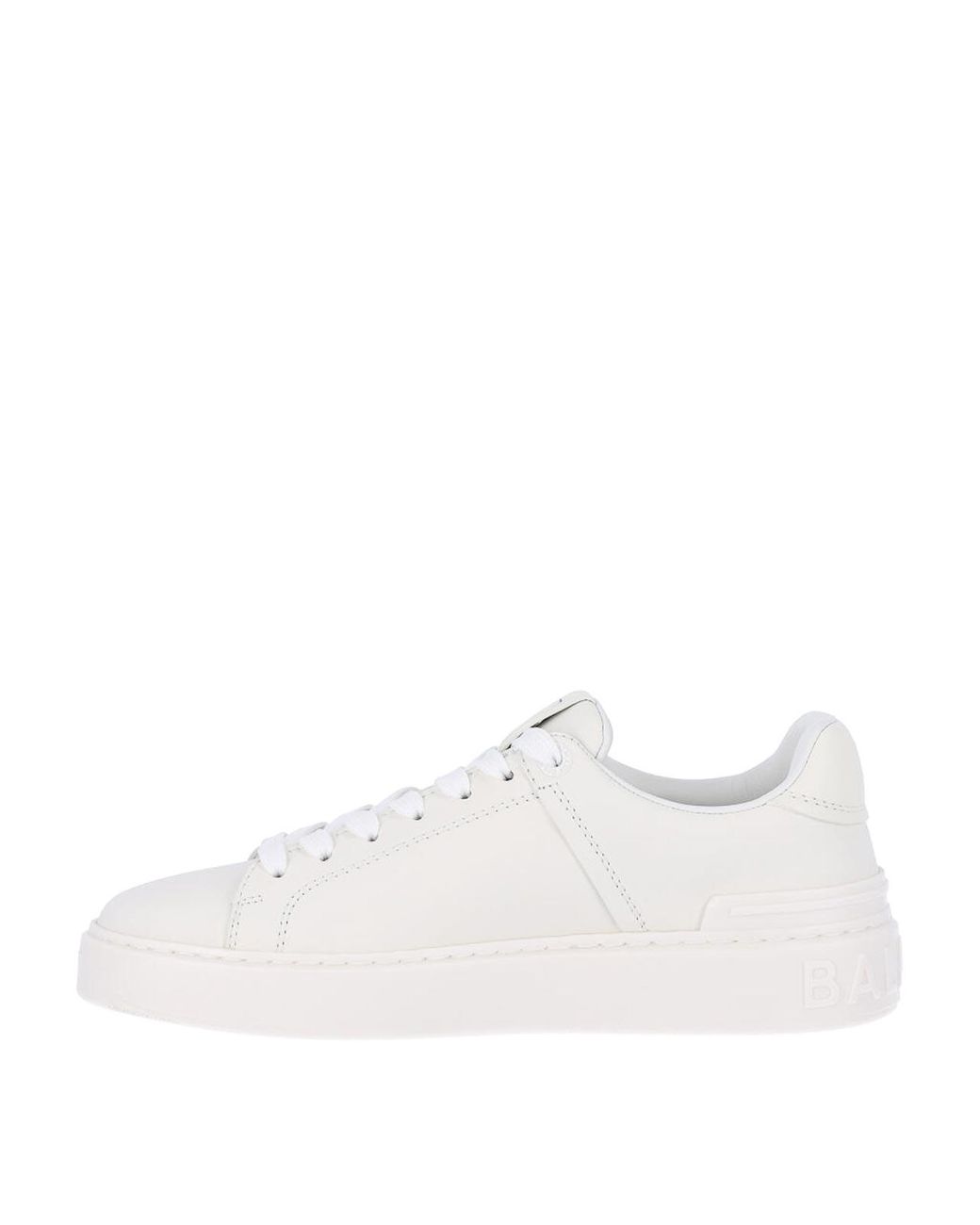 Balmain White Leather Low-Top Sneakers