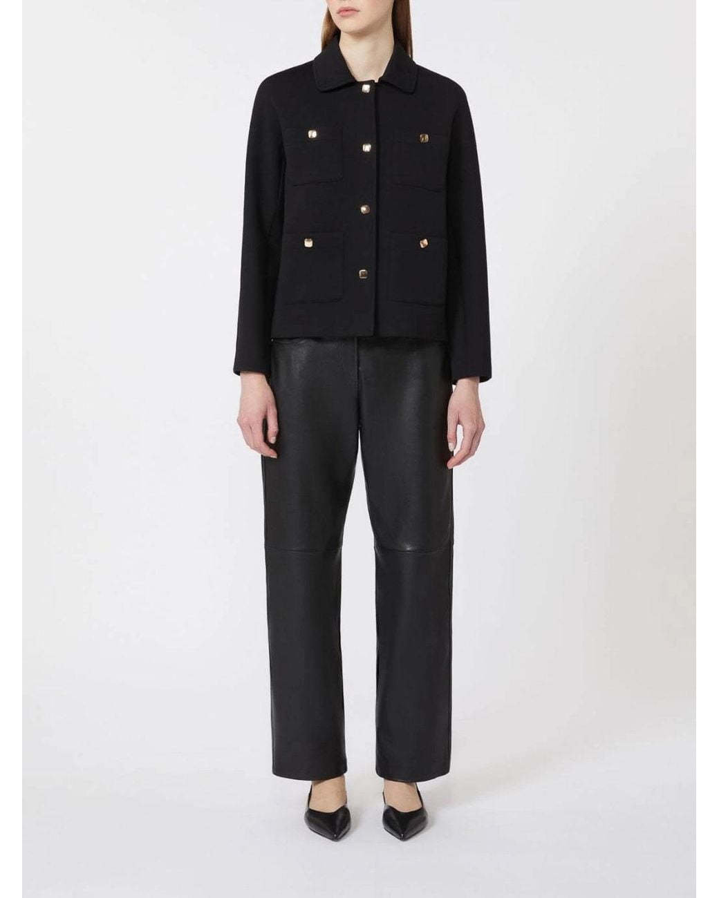 Max Mara Black Boxy Scuba Jersey Jacket
