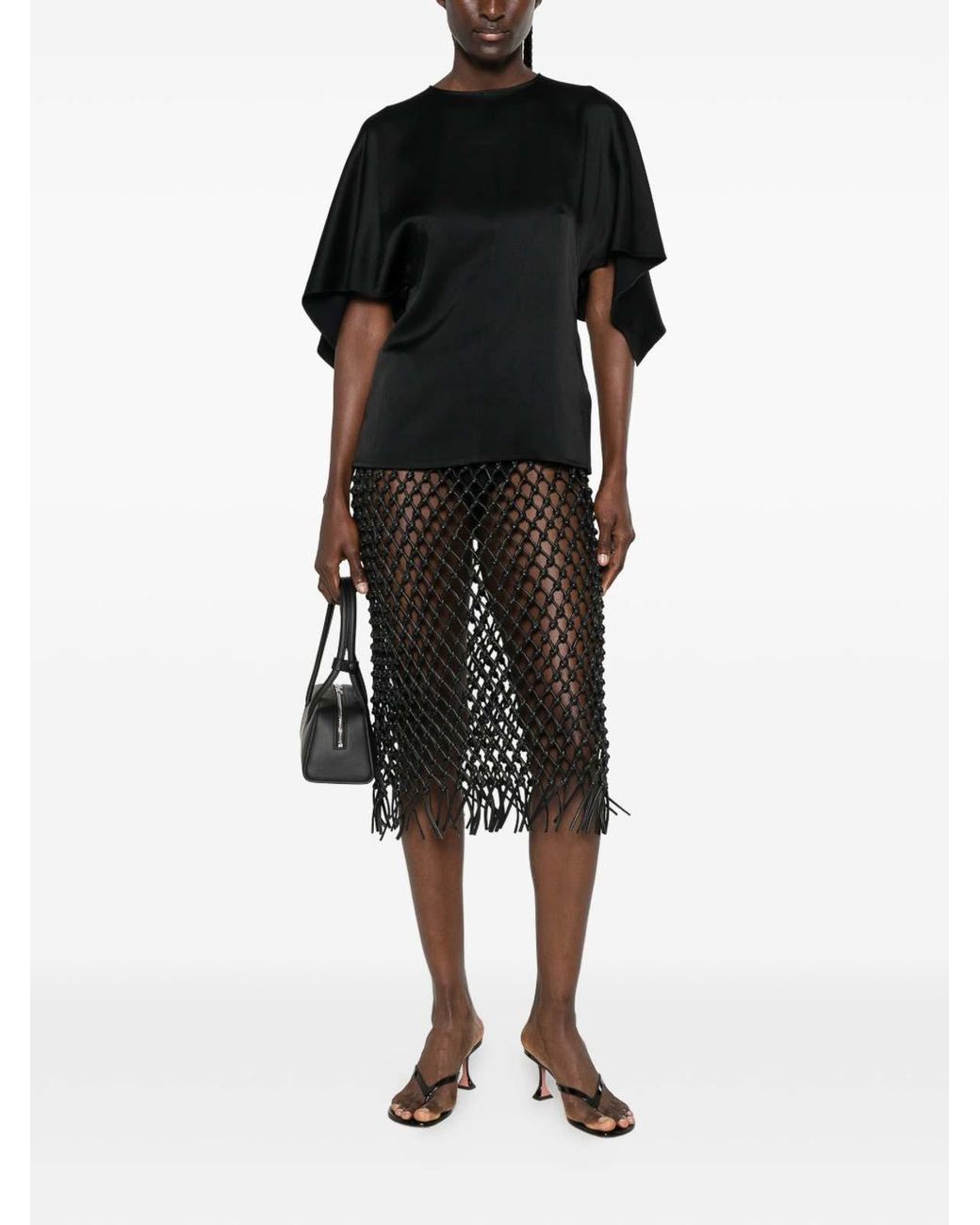 Stella McCartney Black Satin Silk Top