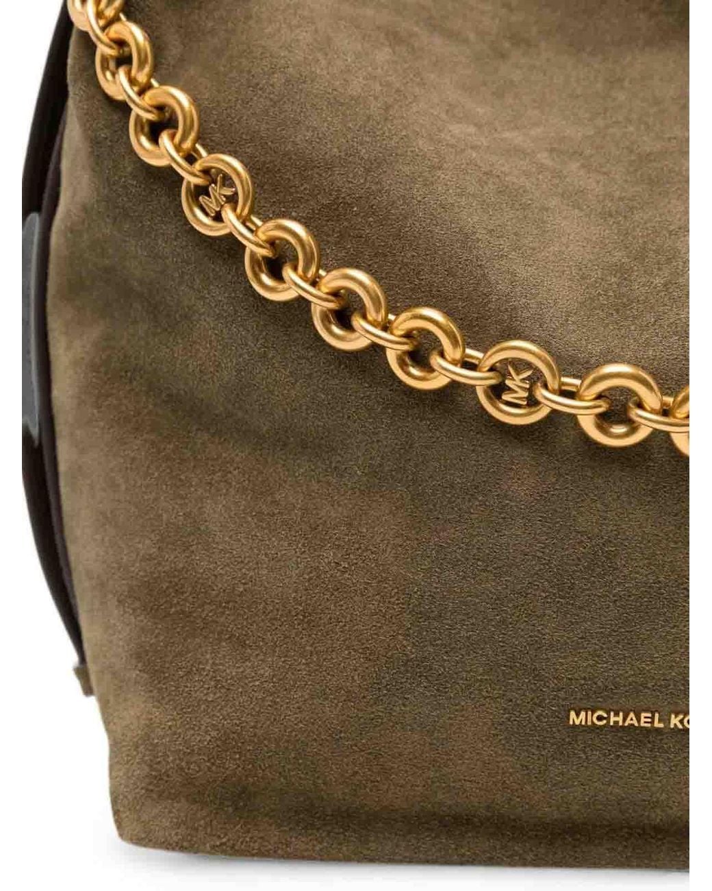 Michael Kors Metallic Lg Bucket Shoulder Bag With Chain