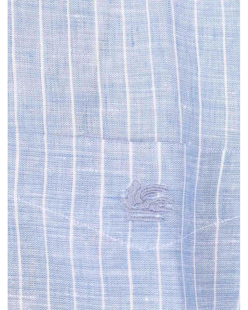 Etro Blue Striped Linen Shirt for men