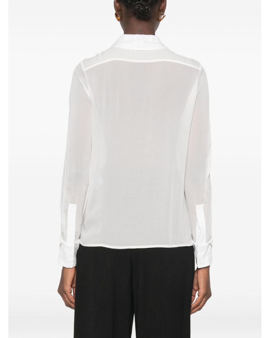 Elisabetta Franchi White Georgette Shirt With Jewel Logos