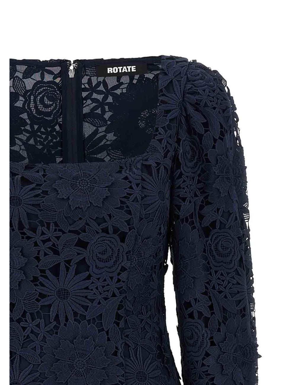 ROTATE BIRGER CHRISTENSEN Blue 3D Lace Ls Mini Dress