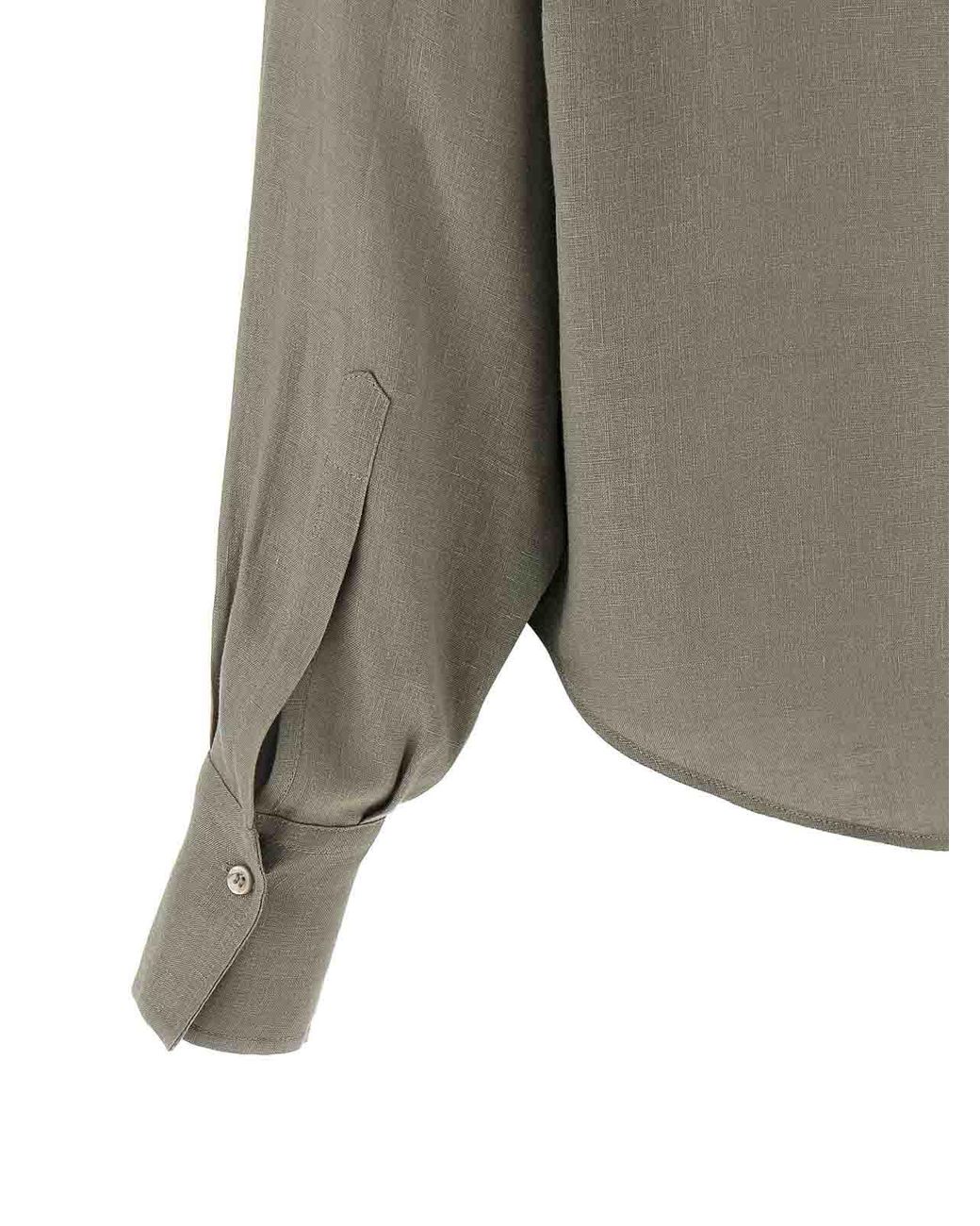 Brunello Cucinelli Gray Sequin Collar Shirt