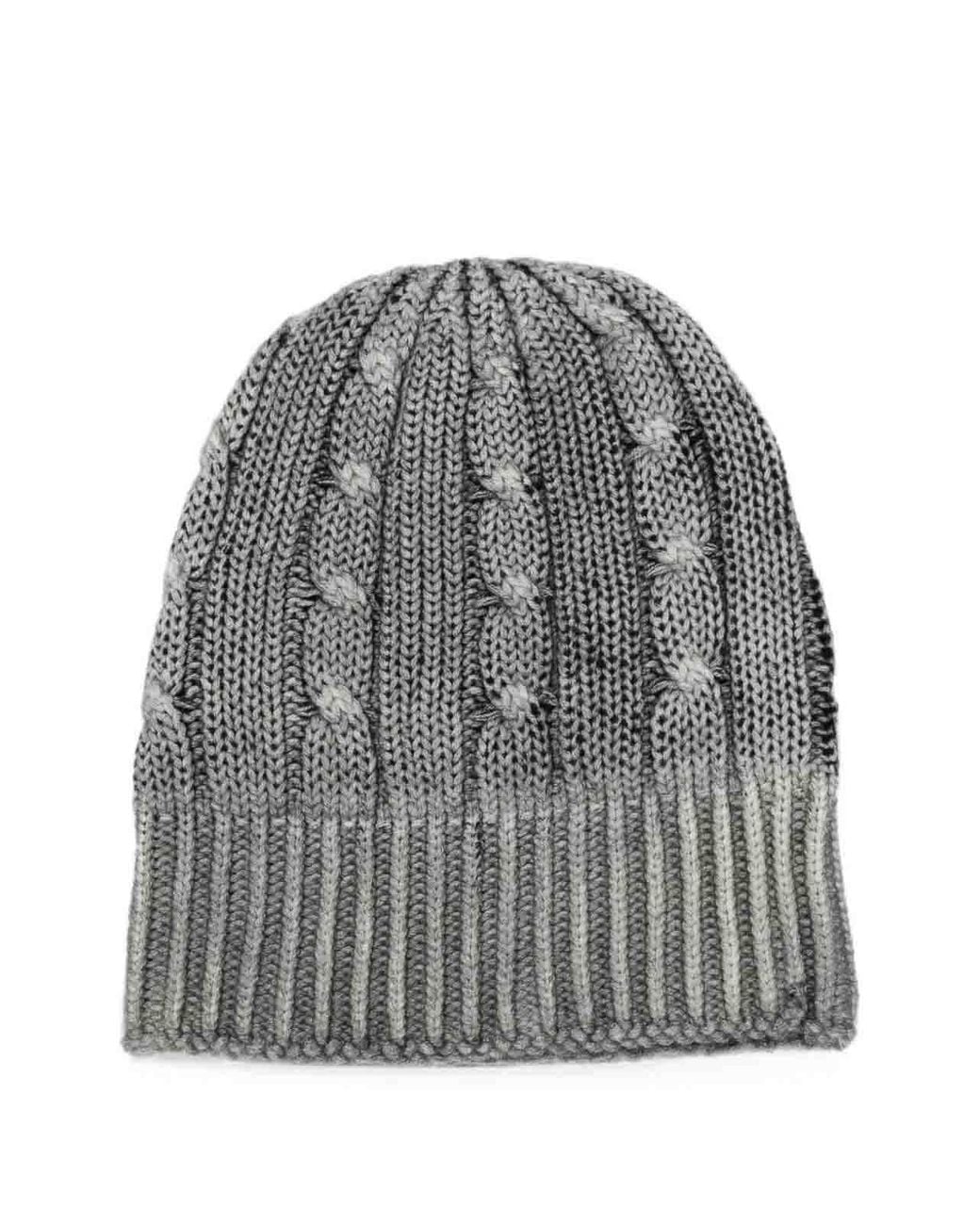 Avant Toi Gray Hand Painted Cashmere Braided And Ribbed Hat for men