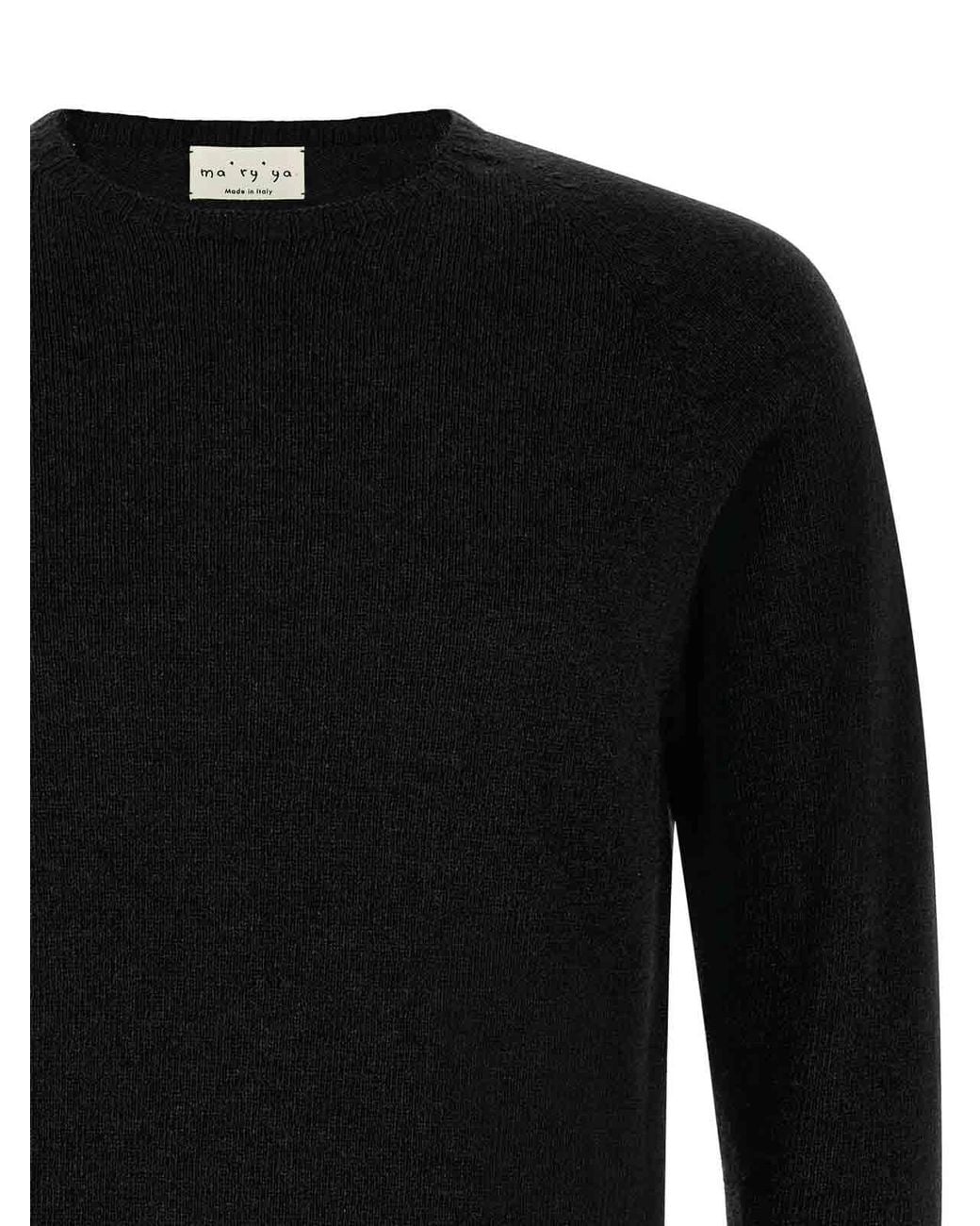 Ma'ry'ya Black Crew-Neck Sweater With Slits for men