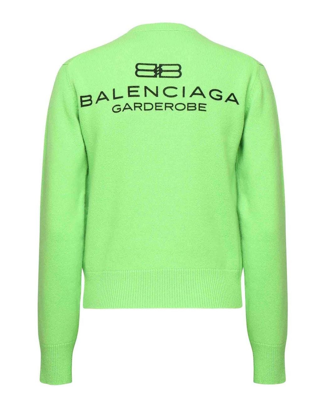 Balenciaga Green Crewneck Sweater With Logo