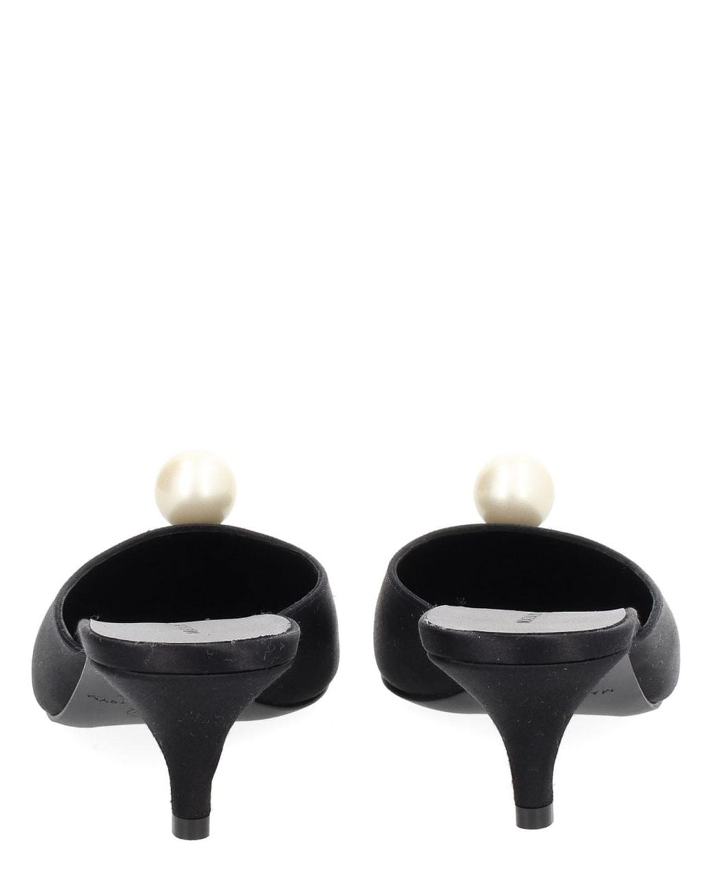 Magda Butrym White Silk Mule With Pearl