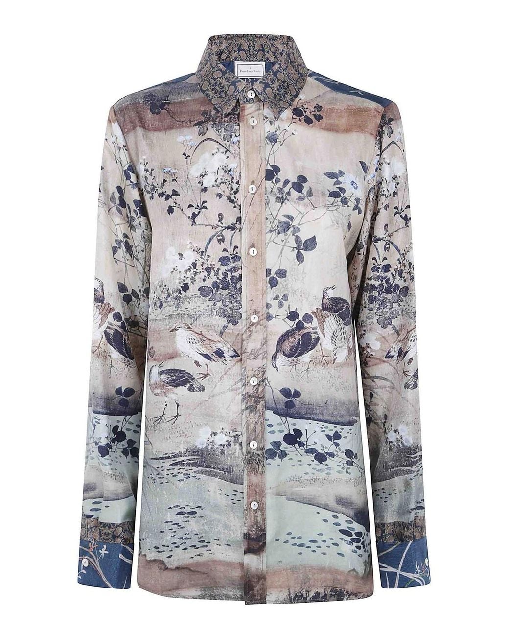 Pierre Louis Mascia Gray Aloe S Long Sleeves Shirt