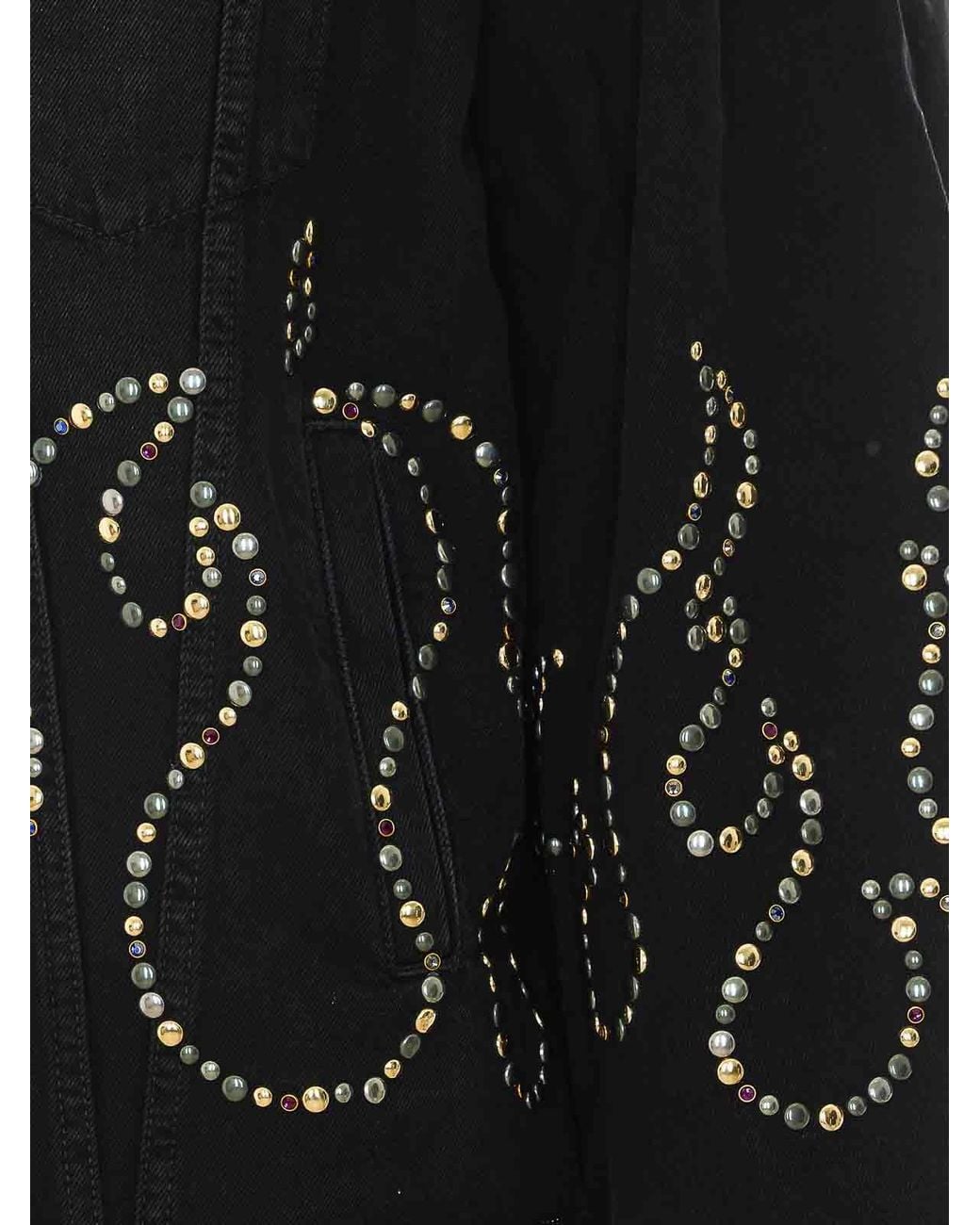 Amiri Black Studs Flames Trucker Jacket for men