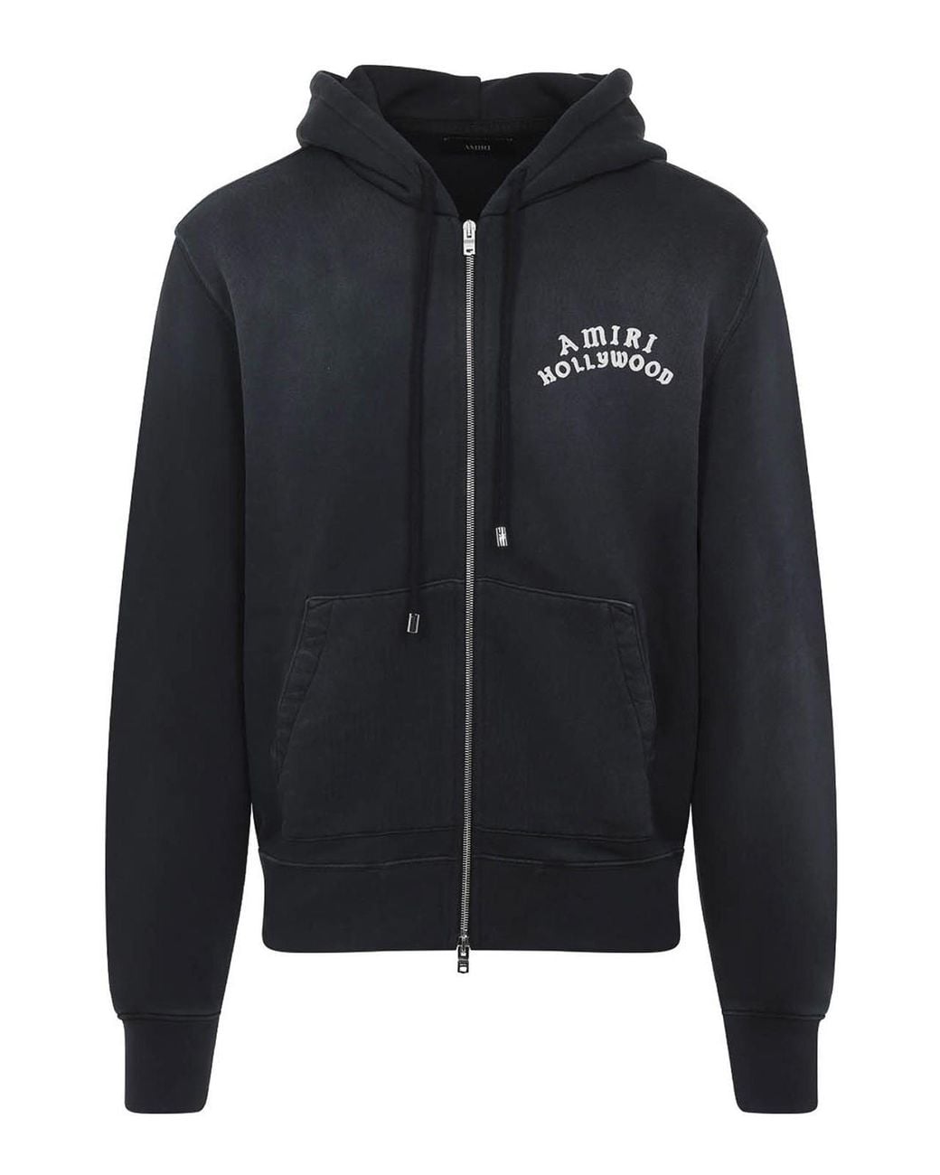 Amiri Black Faded Zip Sweatshirt With Logo Cotton for men