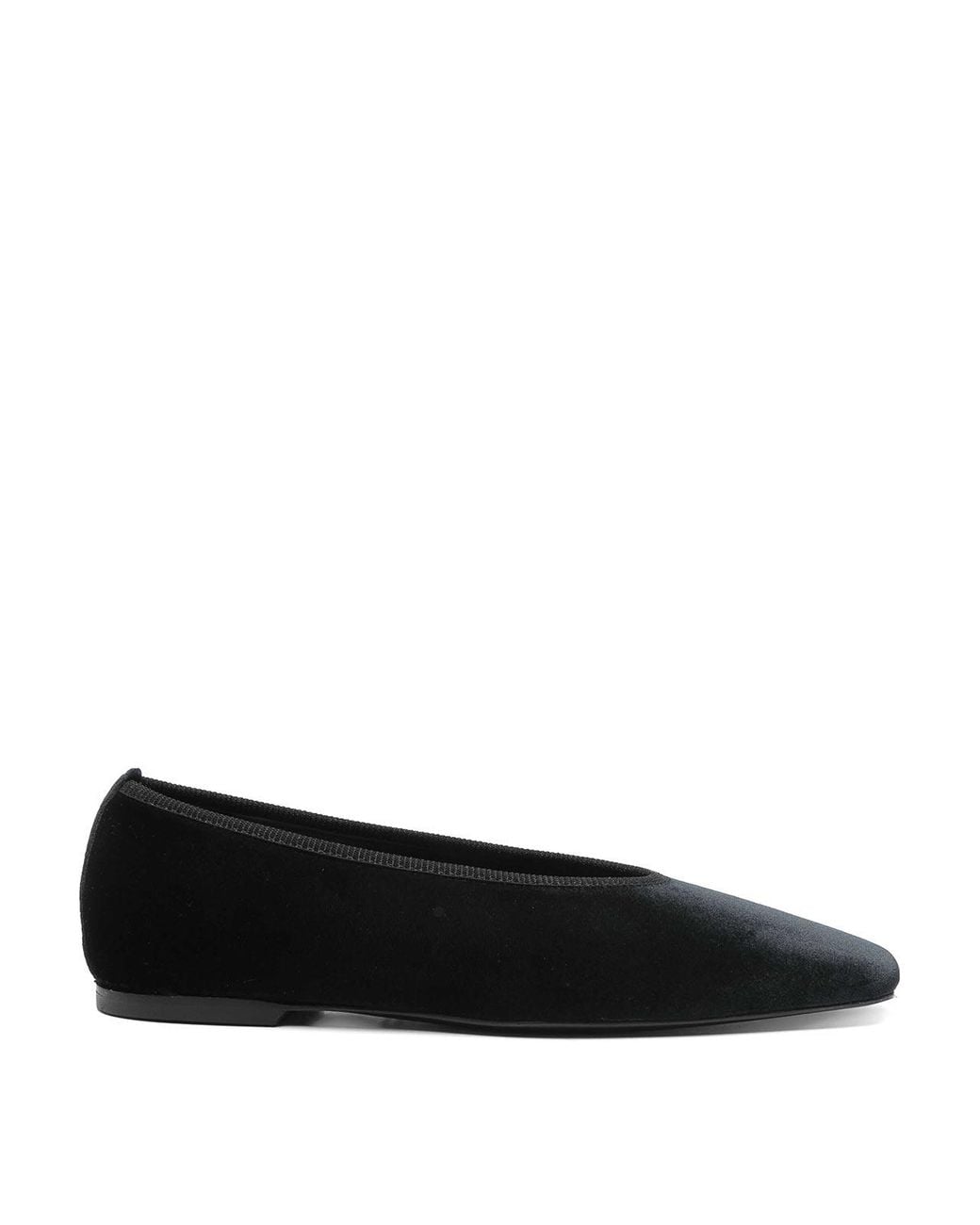 Totême Black Minimalist Velvet Ballerinas