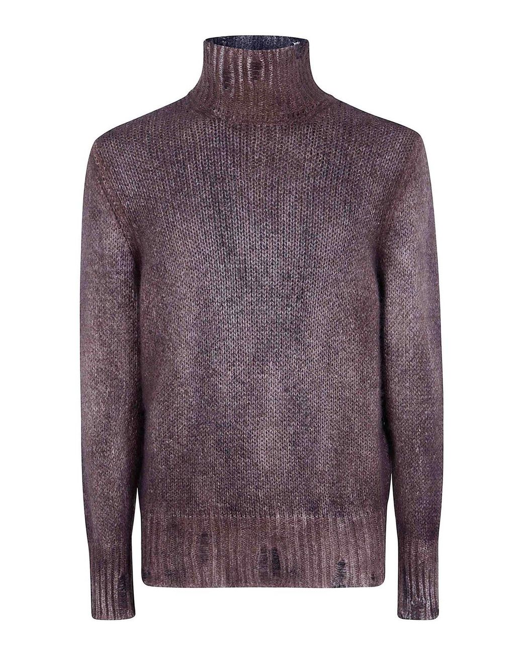 Avant Toi Purple Cashmere And Silk High Neck Pullover for men