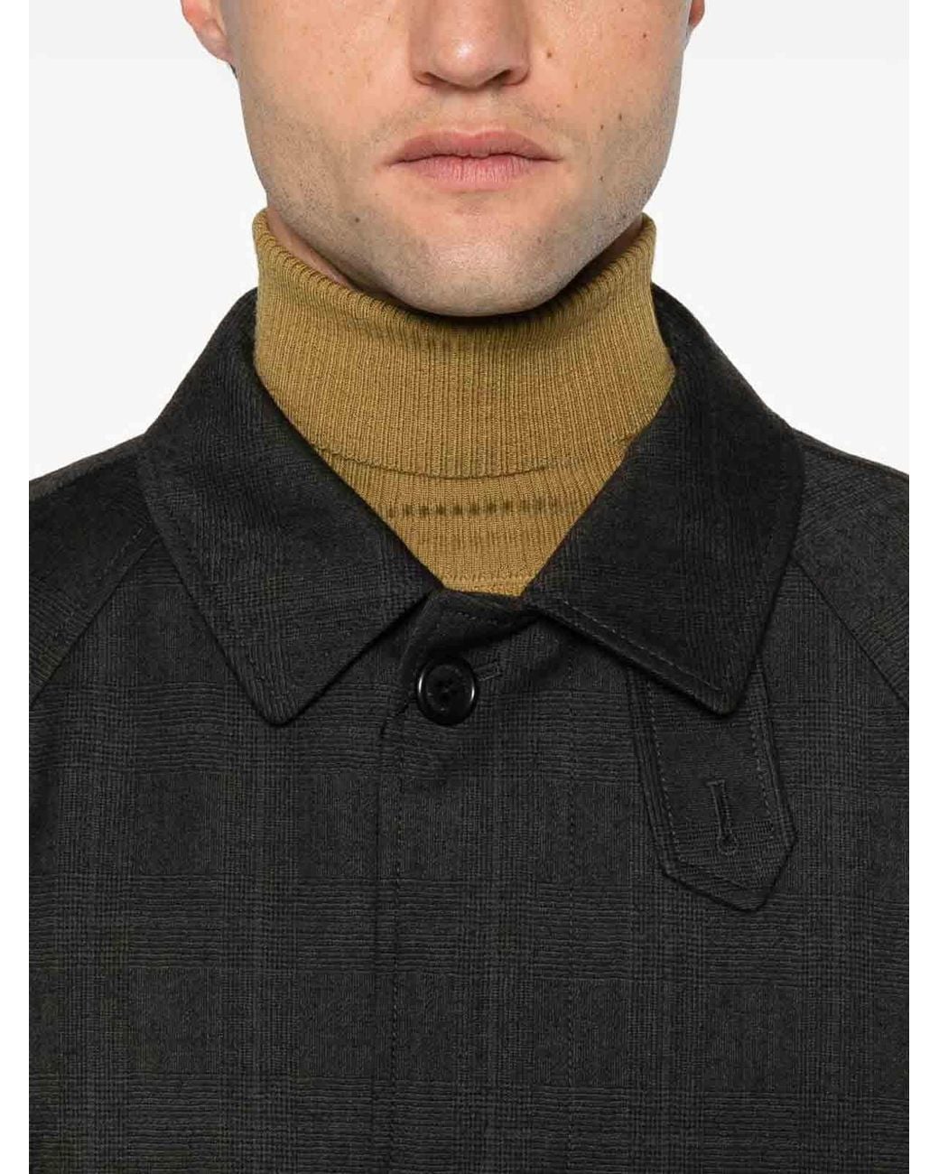 DUNST Black Checked Coat With Collar for men