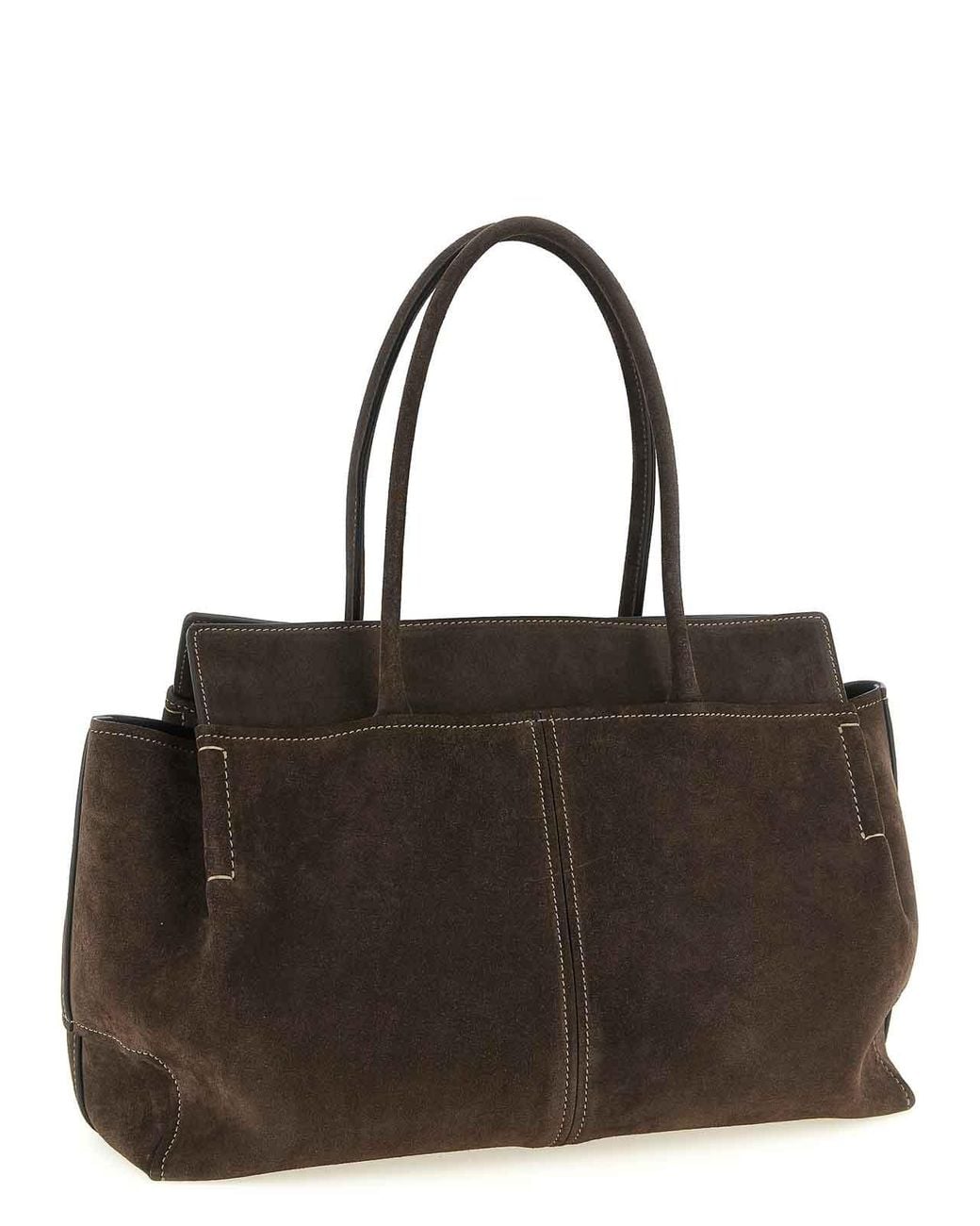 Tod's Black Medium Suede Shopping Bag