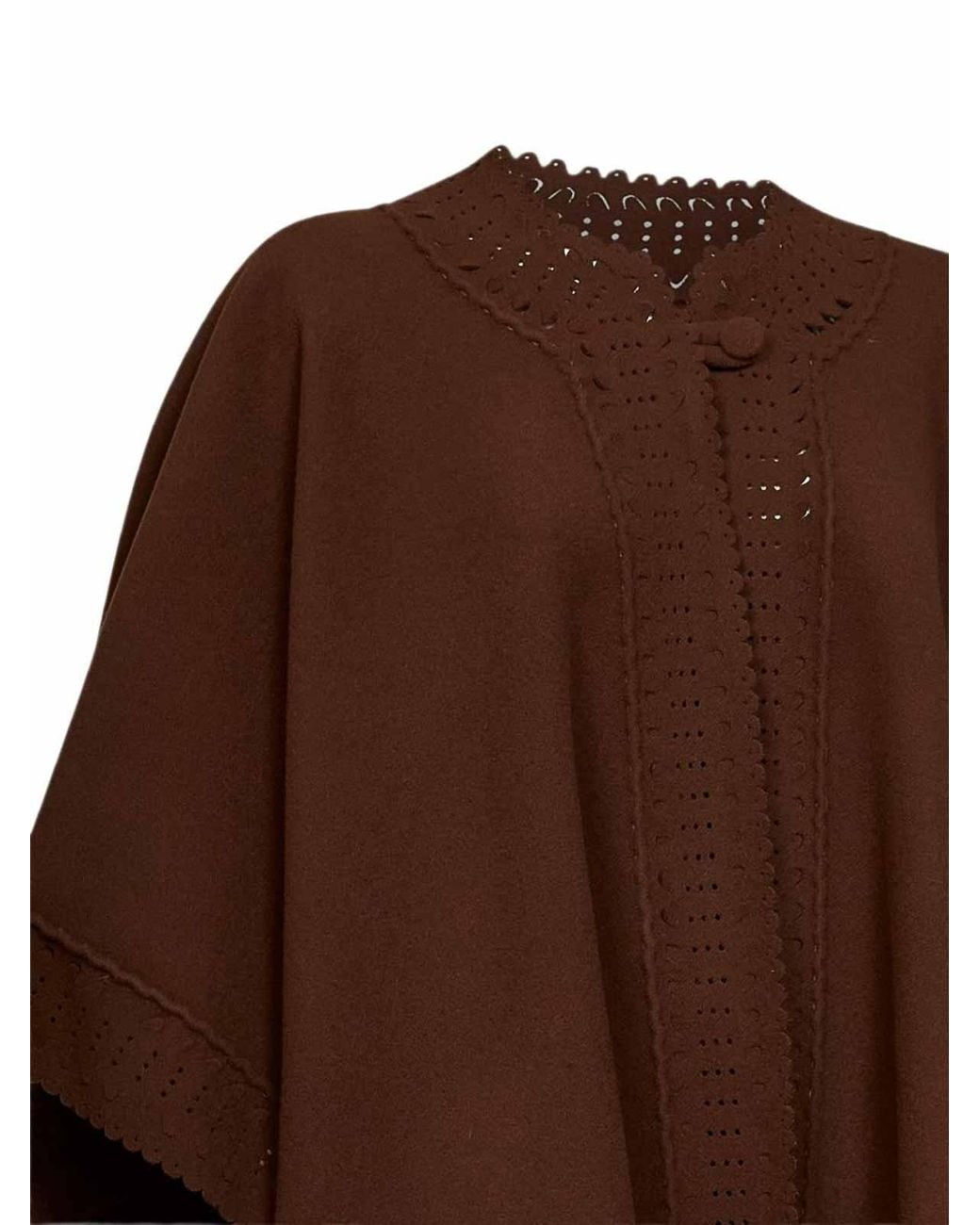 Ermanno Scervino Brown Wool Cape