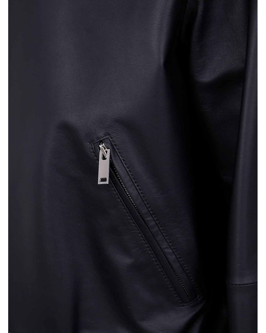 Desa Nineteenseventytwo Black Leather Reversible Bomber Jacket for men
