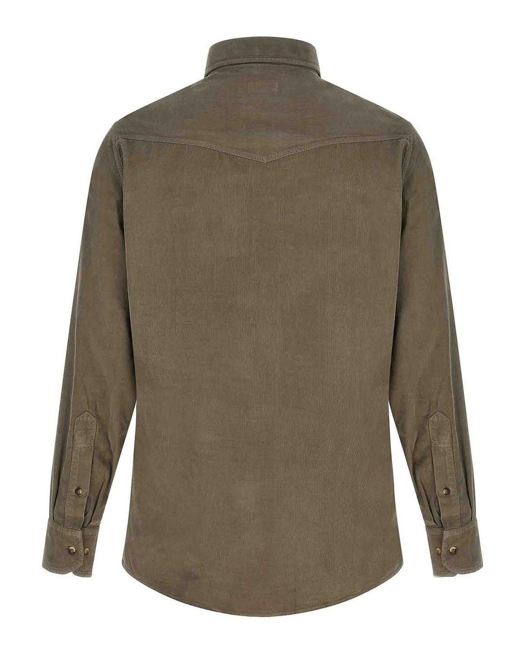 Brunello Cucinelli Green Corduroy Shirt for men