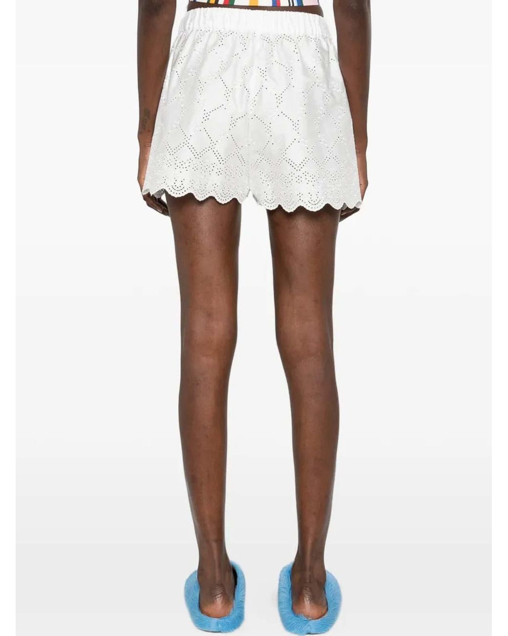 MSGM White Shorts With Sangallo Embroidery