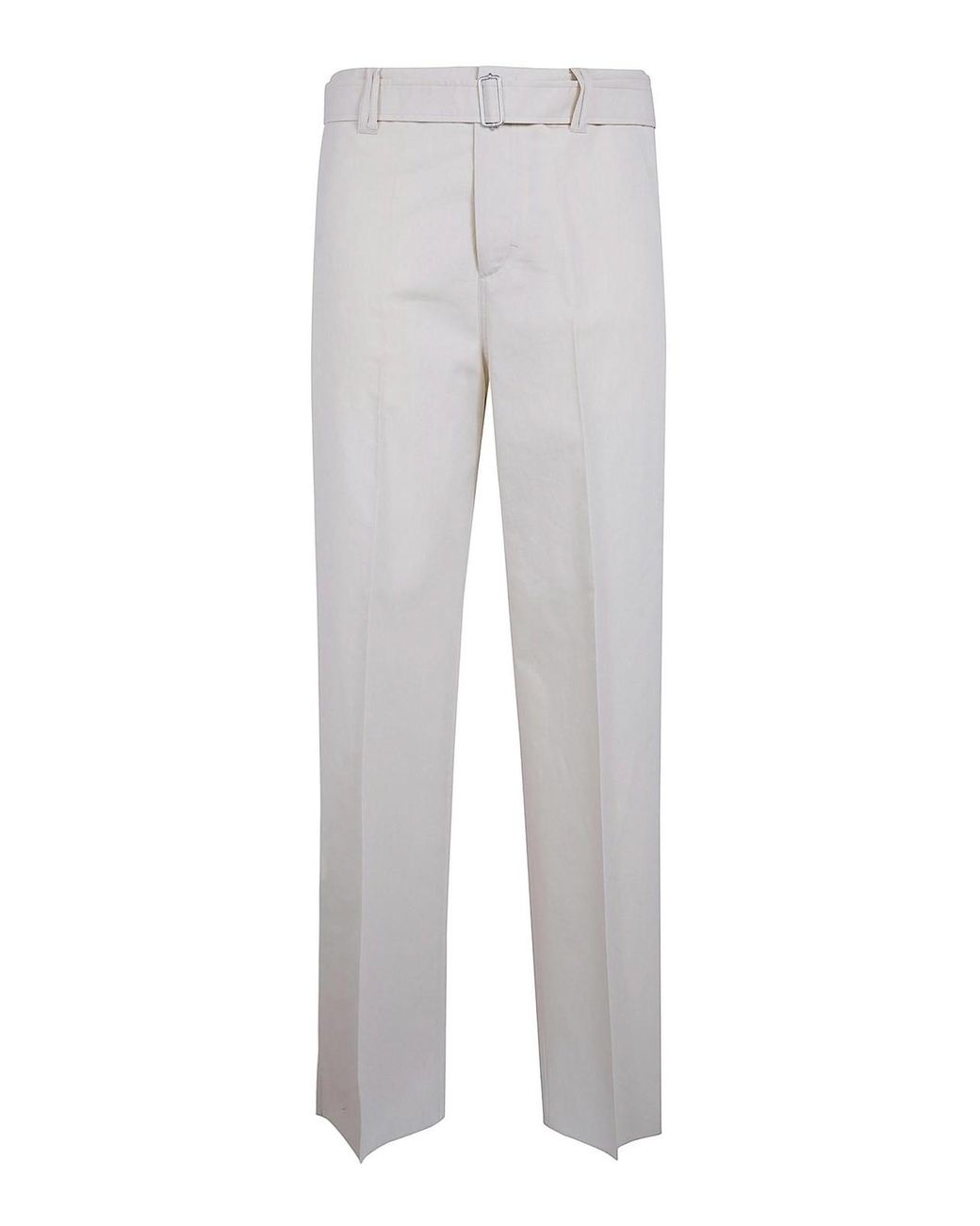 Lardini Gray Silk And Cotton Belt Trousers for men