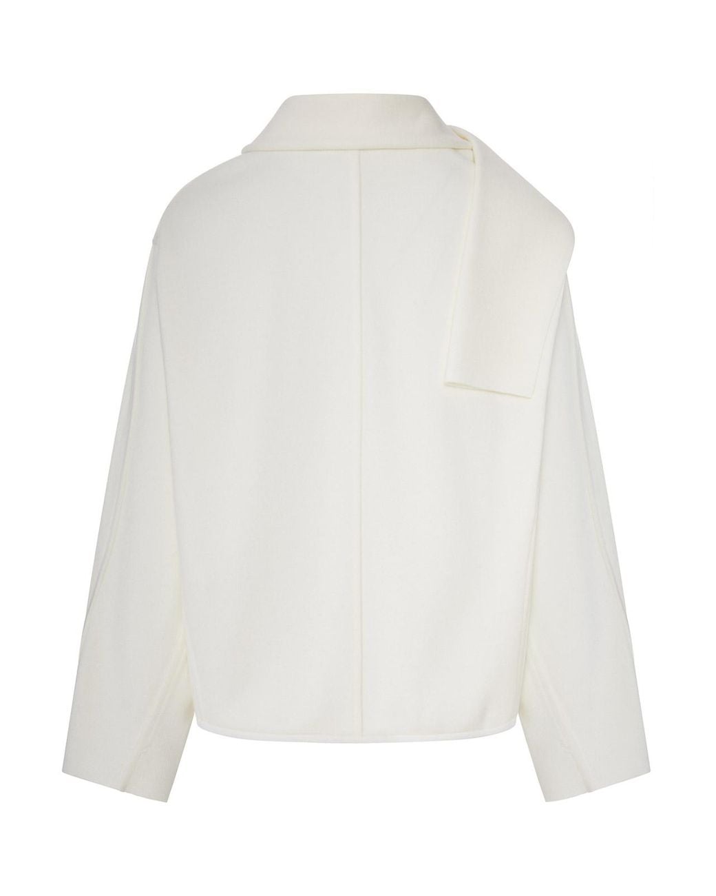Giorgio Armani White Textured Fabric Sweater With Integrated Scarf