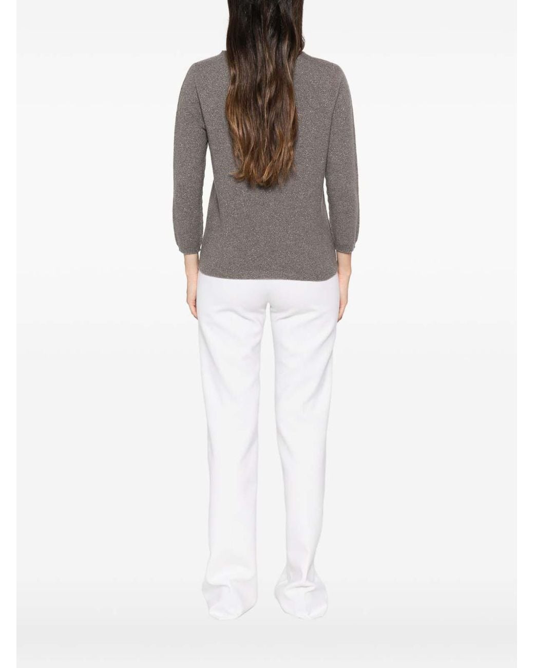 Fabiana Filippi Gray Wool Crewneck Sweater