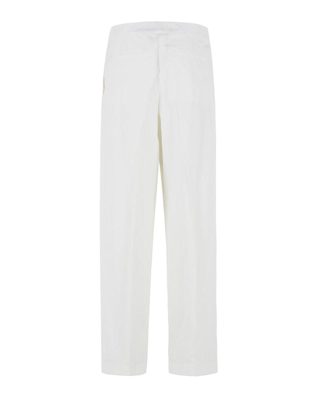 Jil Sander White Milk Cotton And Silk Trousers