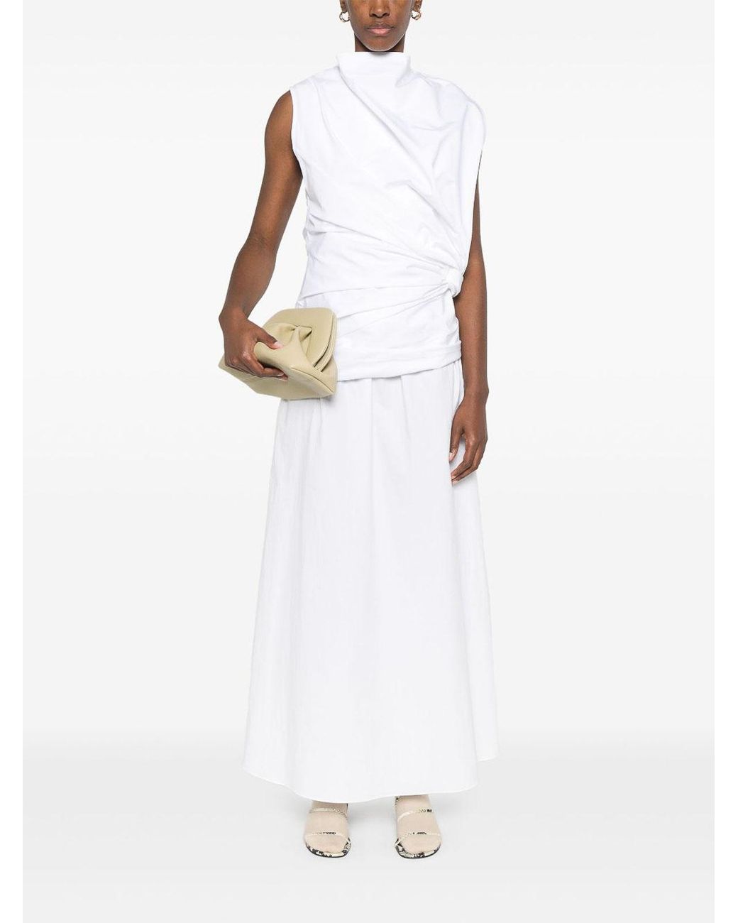 Jil Sander White Sm Knot Waist Top