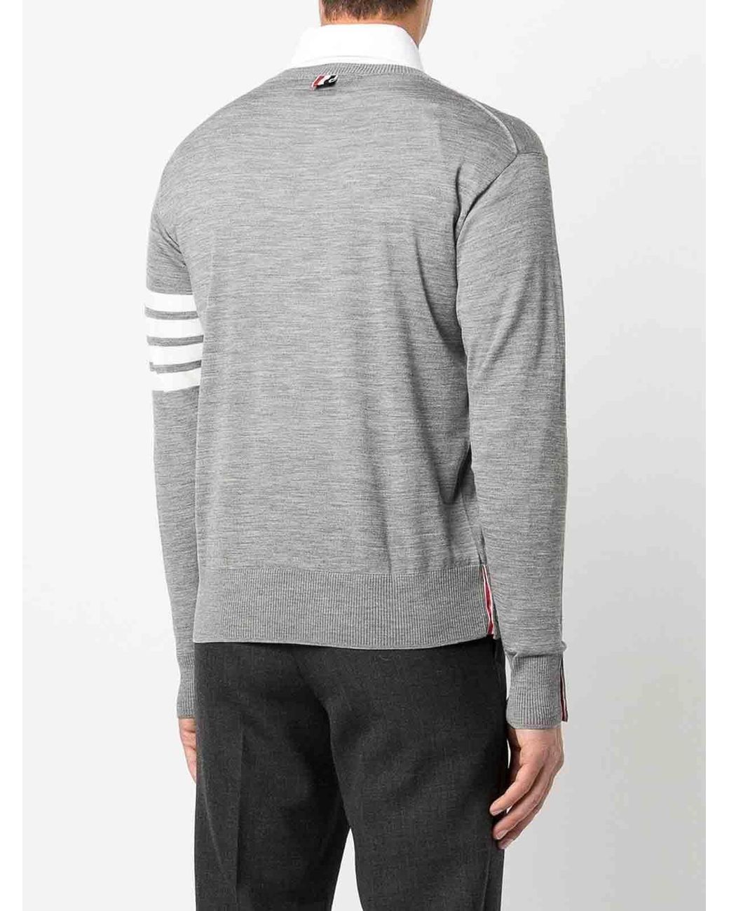 Thom Browne Gray 4Bar Wool Sweater for men