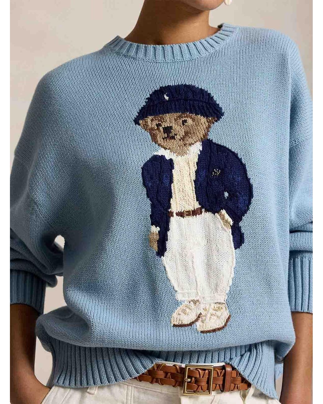 Polo Ralph Lauren Blue Polo Bear Oversize Cotton Jumper