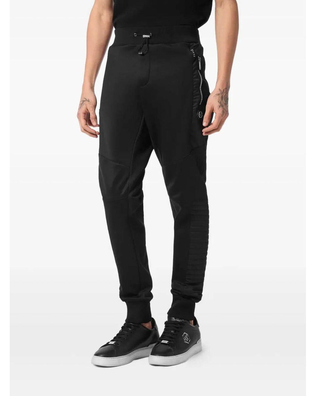 Philipp Plein Black Tracksuit Pants Biker Cut for men