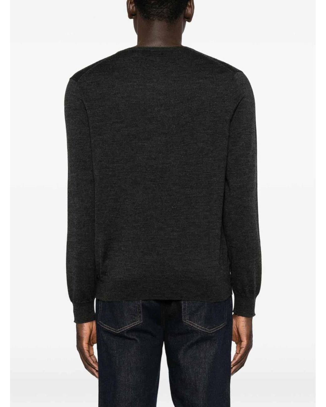 Polo Ralph Lauren Black Lightweight Wool V-Neck Sweater for men