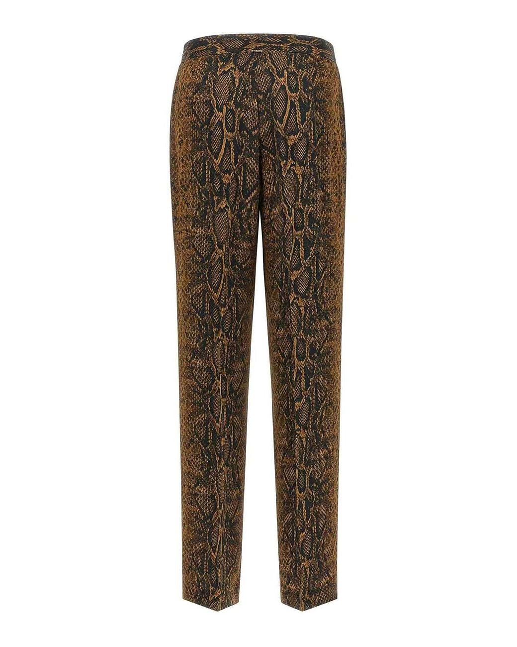 Twinset Brown Python Print Pants