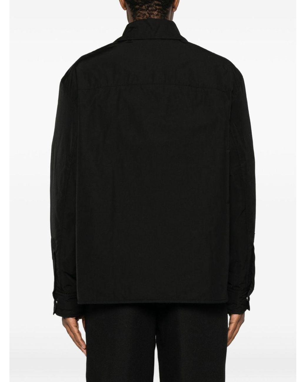 AMI Black Cotton-Blend Overshirt for men