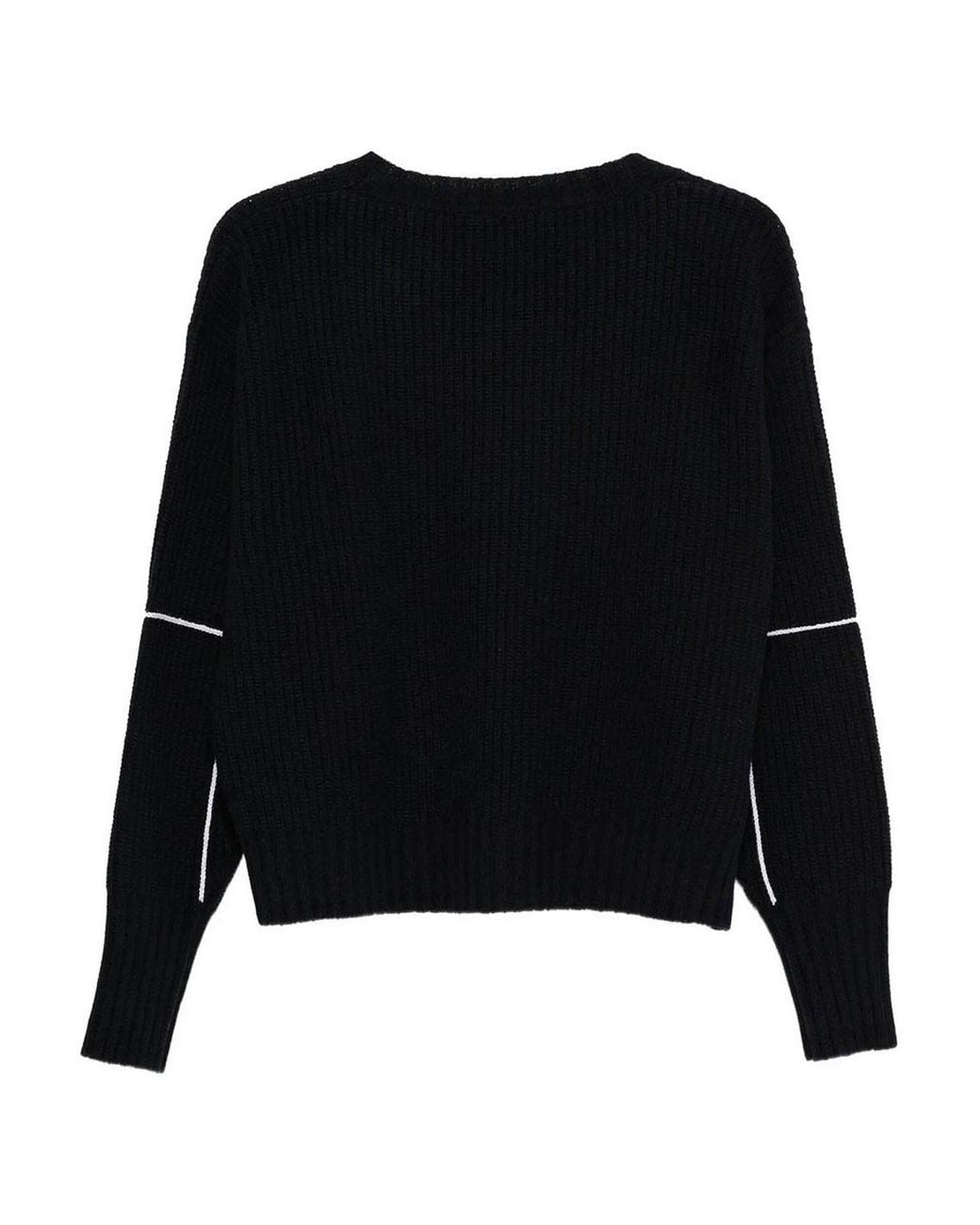 Roberto Collina Black Embroidered Ribbed Wool Crewneck Jumper