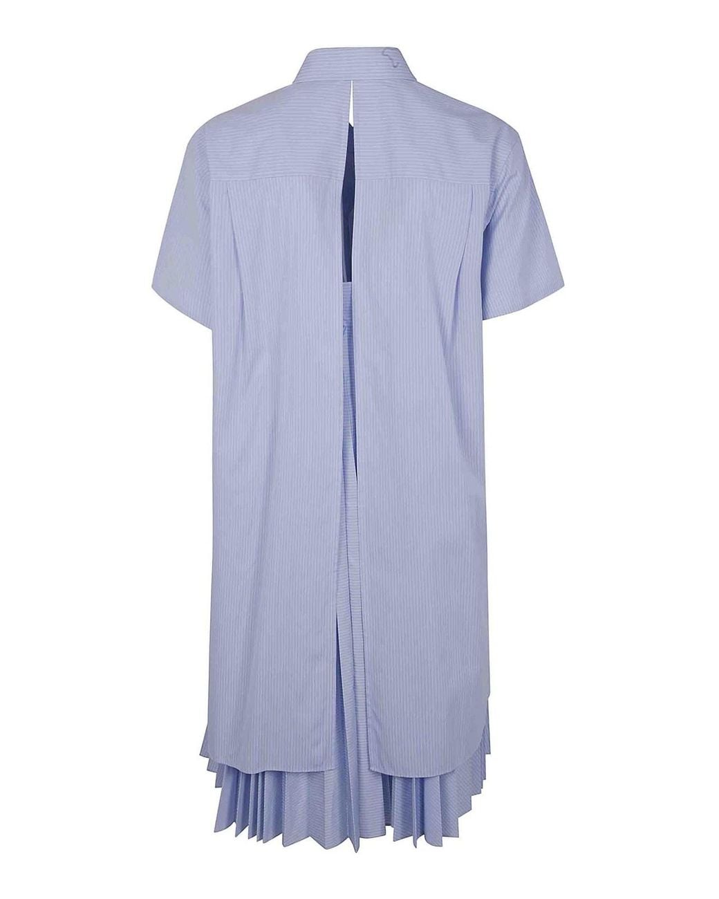 Sacai Blue Cotton Poplin Dress