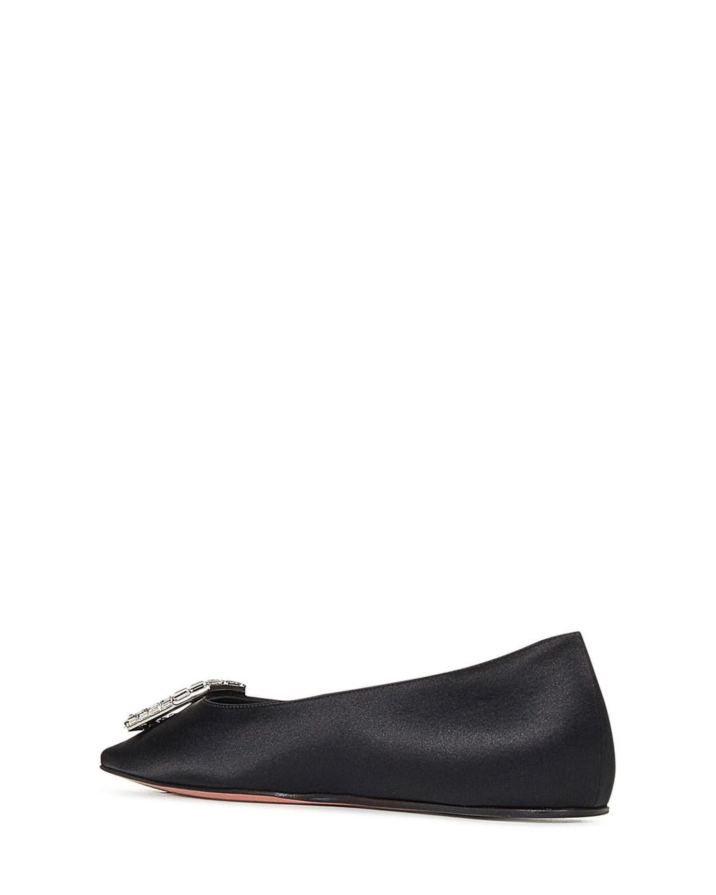 AMINA MUADDI Black Camelia Flat Silk Satin Ballet Flats
