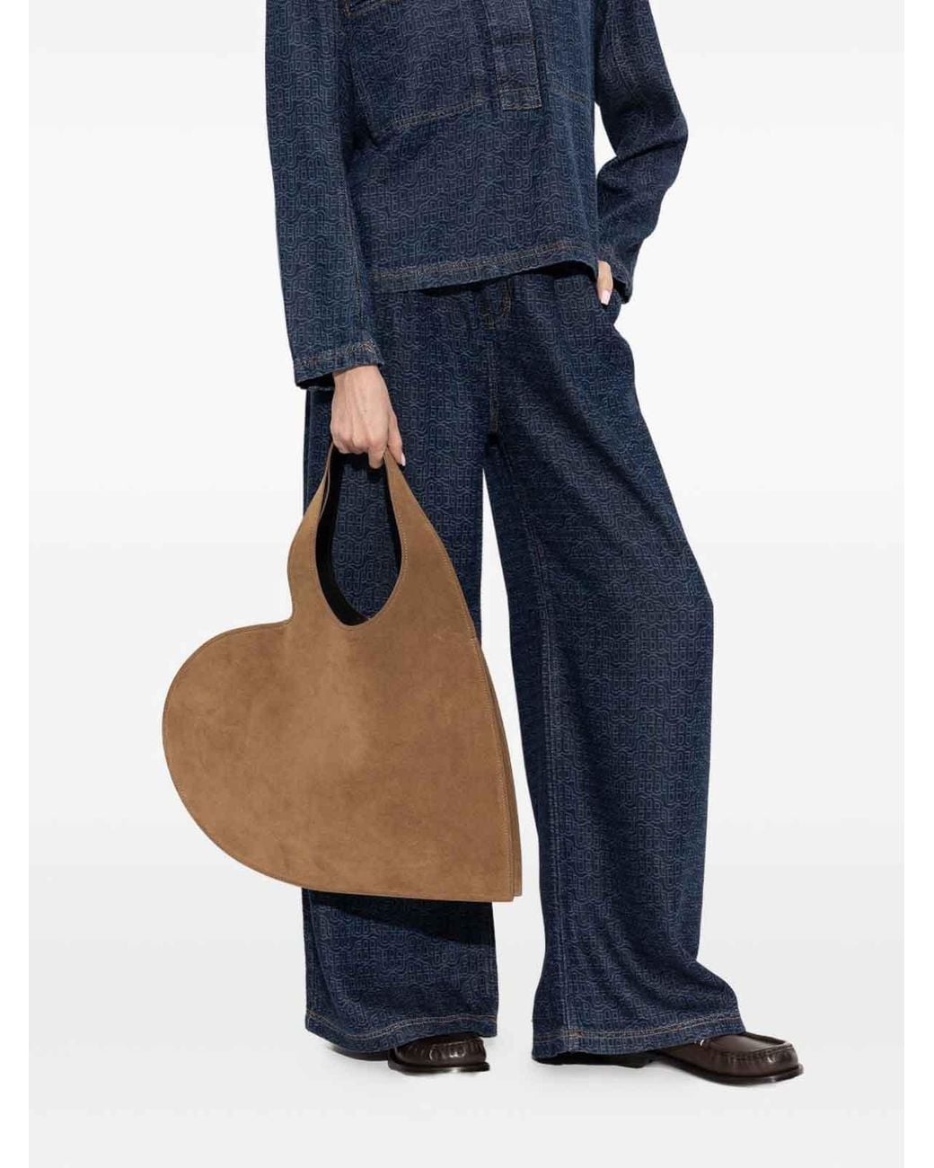 Borsa Tote Doppio Cuore di Coperni in Brown