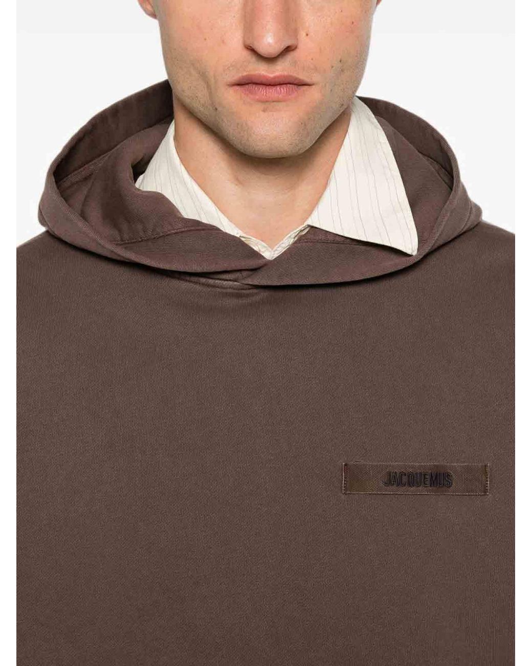 Jacquemus Brown Gros Grain Hooded Sweatshirt for men