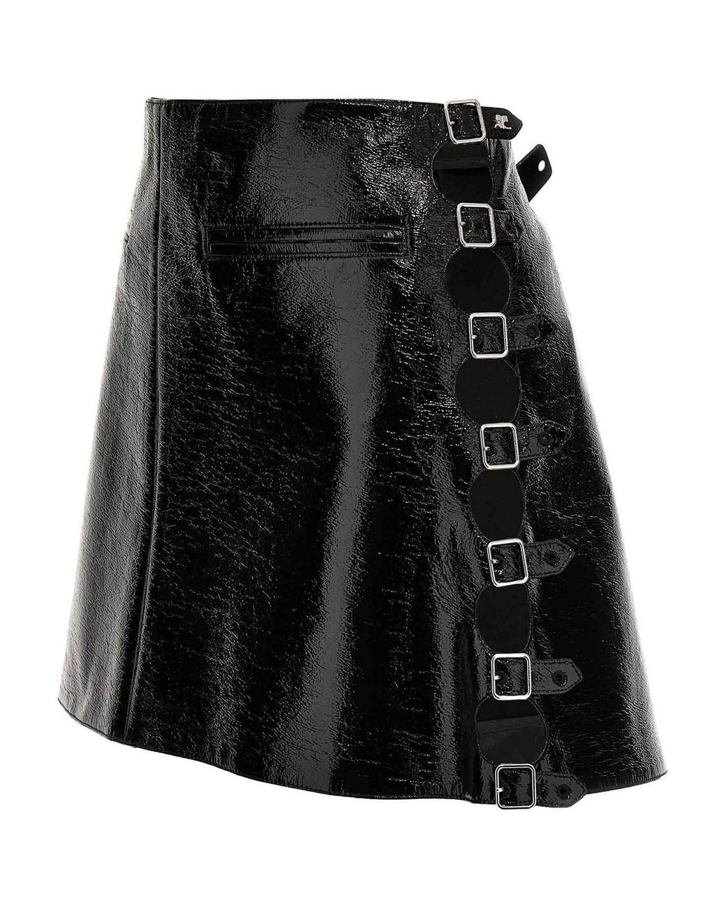 Courreges Black Vinyl Mini Skirt With Flared Silhouette