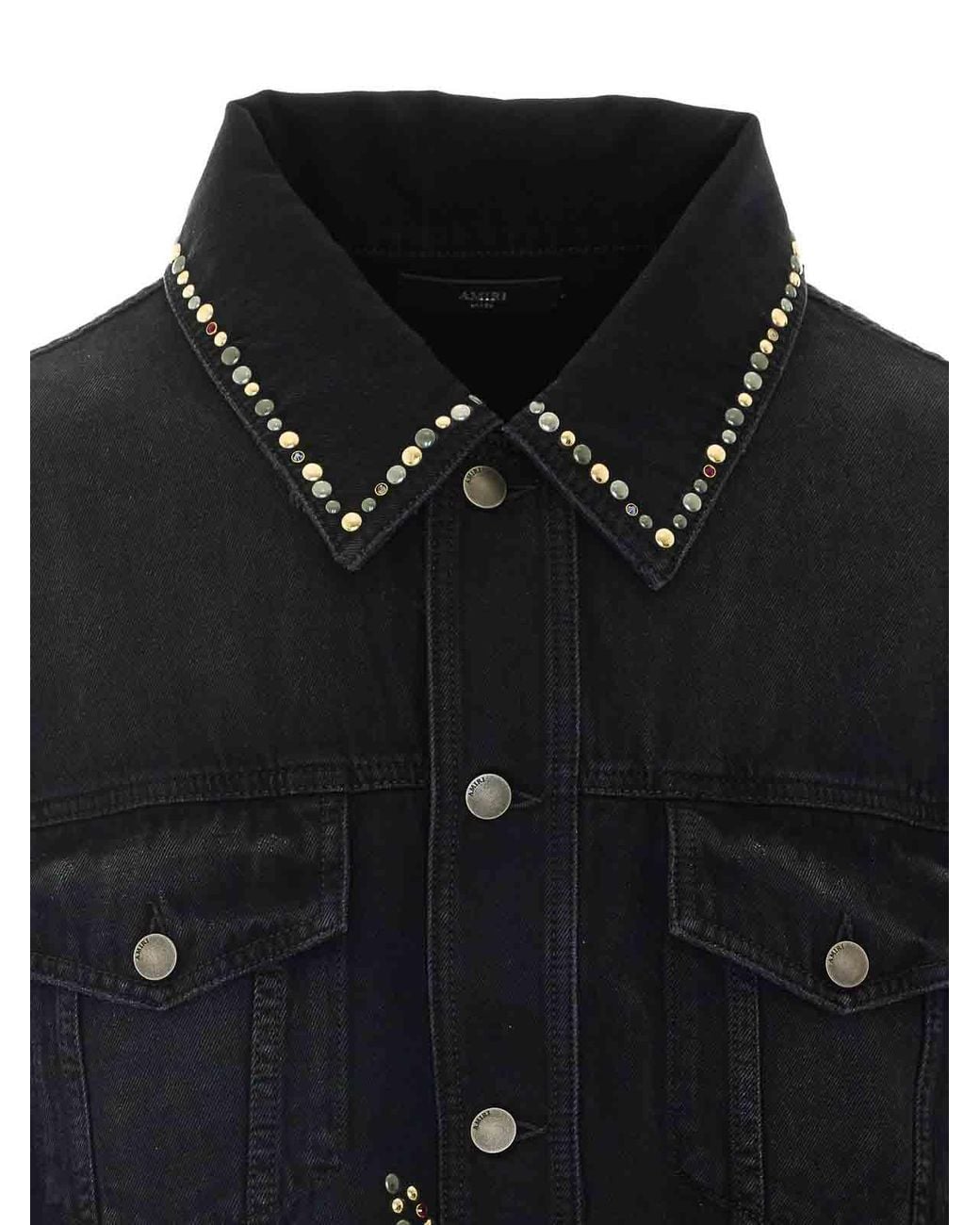 Amiri Black Studs Flames Trucker Jacket for men