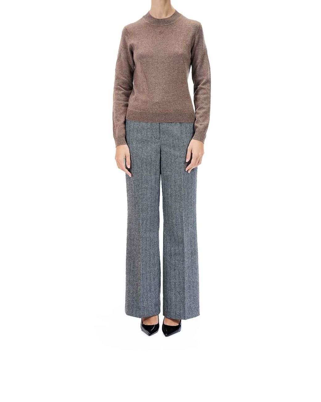 Karl Lagerfeld Brown Cashmere Crewneck
