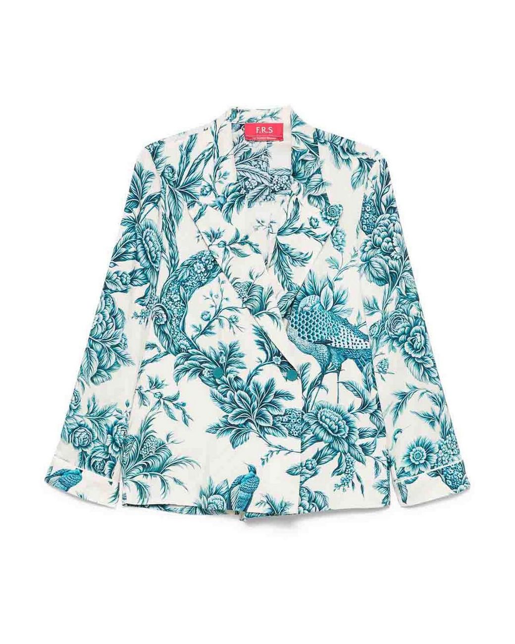 F.R.S For Restless Sleepers Blue Printed Silk Shirt