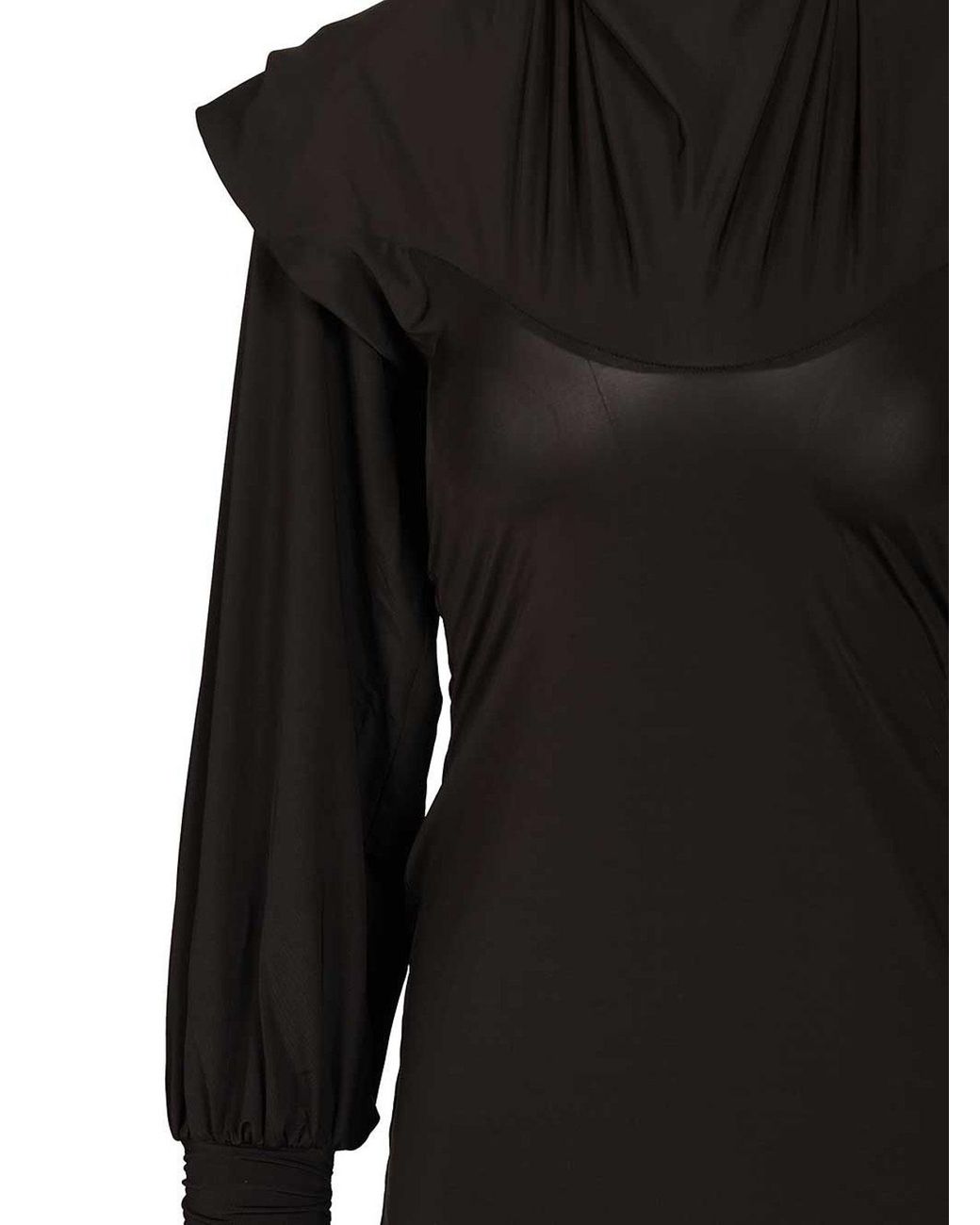 ROTATE BIRGER CHRISTENSEN Black Slinky Hooded Dress